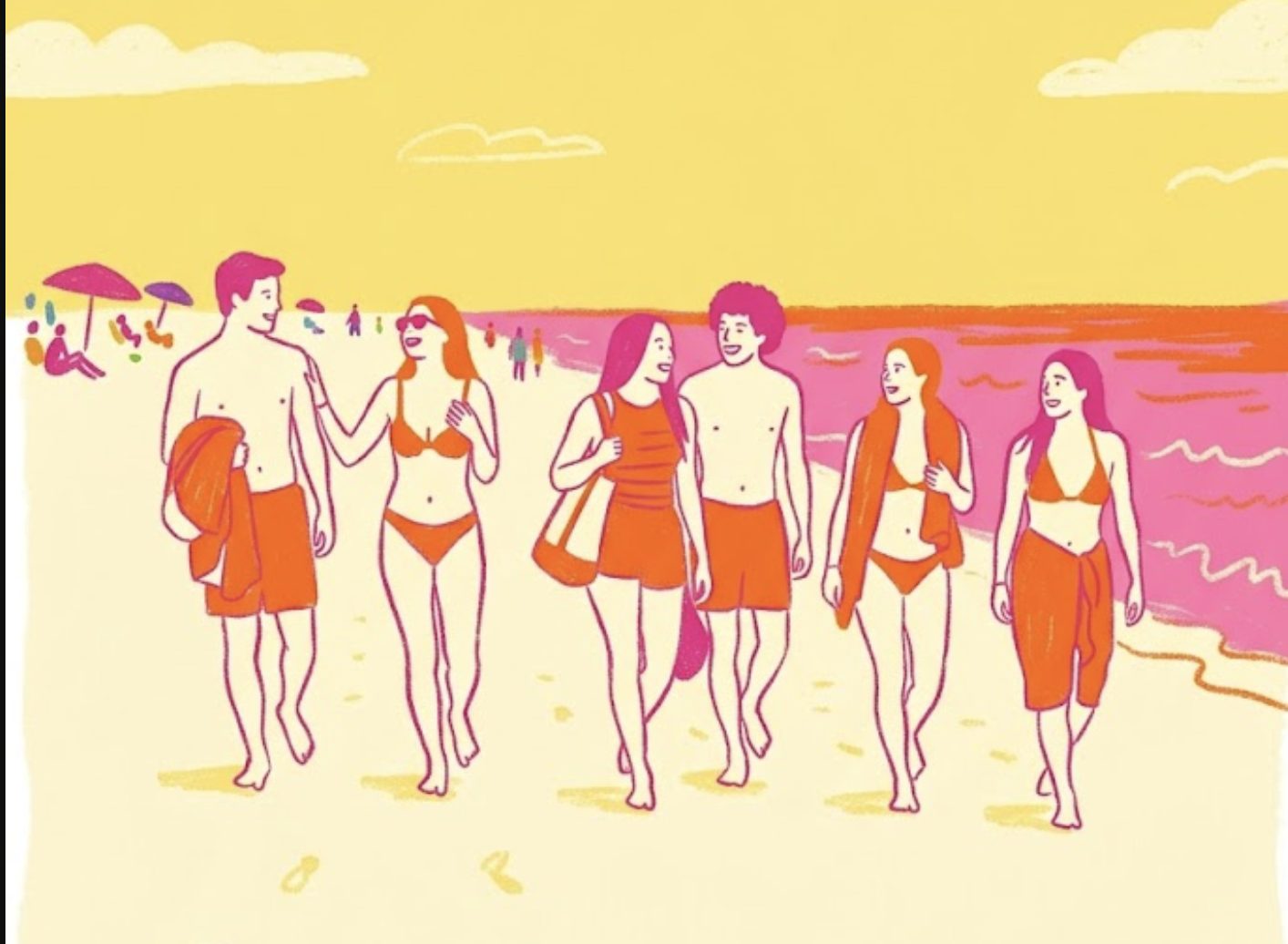 Plain prompt result: young people at a beach